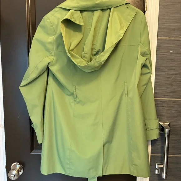 London Fog Women's Olive Hooded Trench Coat - Picture 2 of 3